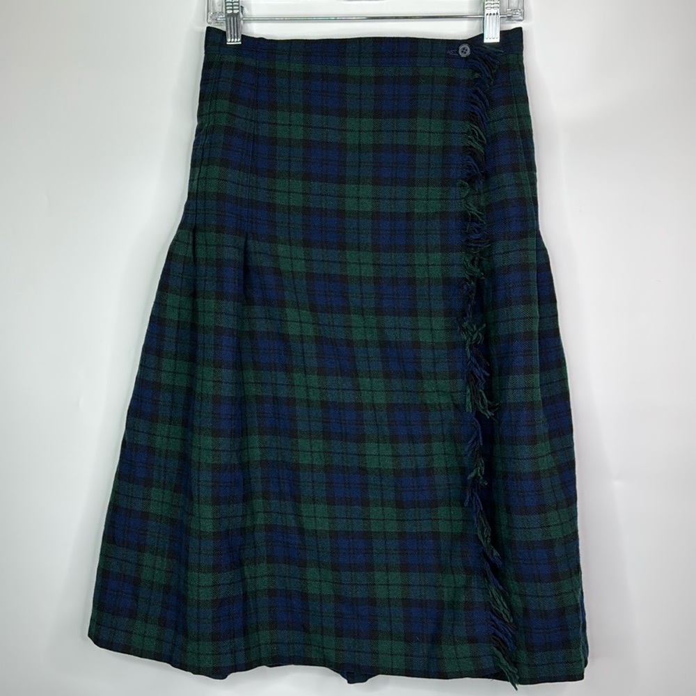 Pendleton Sax Fifth Avenue Black Watch Wool Wrap Skirt Size Medium